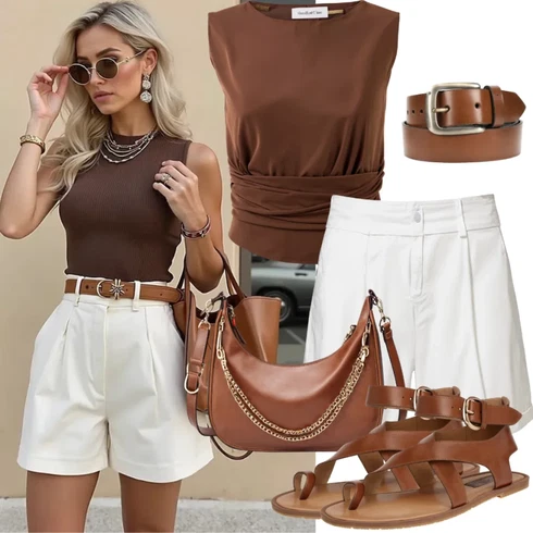 Kombinace Oranžová/Hnědá/Béžová Doplňek Ležérní pásek/Pásek bez Přezky/Kožený Pásek/Široký Opasek/Klasické Pásky Pieces