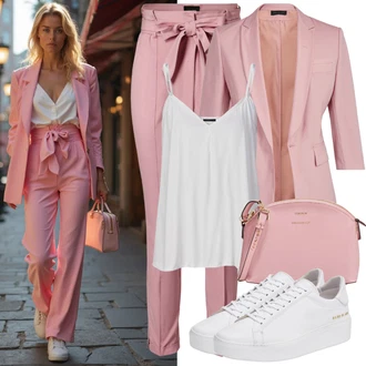 Outfity pro léto Měkké s Bílá Top Se Špagetovými Ramínky/Halenka Bez Rukávů/Bustierový Top 4th & Reckless, Béžová/Khaki/Růžová Baggy Kalhoty/Pumpová Kalhoty/Mrkvová Kalhoty/Kalhoty s nášivkou uprostřed/Harémová Kalhoty/Lněné Kalhoty/Mušelínové kalhoty/Paperbag Kalhoty/Tradiční Kalhoty happiness İstanbul "Letní oblečení"