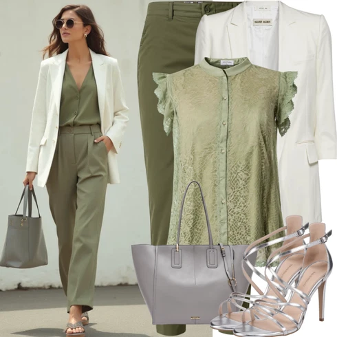 Kombinace Zelená/Světle Zelená Úzká Kalhoty/Skinny Kalhoty/Bengaline Kalhoty/Kalhoty s Vysokým Pasem/Mušelínové Kalhoty/Obleková Kalhoty/Business Kalhoty/Kalhoty se Štěrbinou/Twillová Kalhoty/Navlékací Kalhoty/Rovná Kalhoty/Strečová Kalhoty VERO MODA