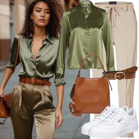 Kombinace Léto Hnědá/Béžová/Khaki Široká Kalhoty/Lněné Kalhoty/Marlene Kalhoty/Kalhoty se Štěrbinou/Palazzo Kalhoty/Paperbag Kalhoty/Mušelínové kalhoty/Kalhoty s Vysokým Pasem/Culotte Kalhoty Only