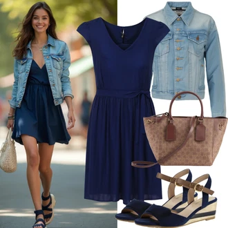 Kombinacije za ljeto Prekrasan sa Plava/Svjetloplava Traper Jakna/Kratka Traper Jakna AG Jeans "Lijep ljetni izgled"Look: Rap, Sveučilišna, 90-ich, cool, moderne, Prekrasan, Vintage, Western