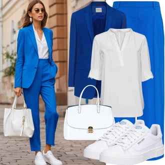 Koncer Outfit sa Plava/Svjetloplava Odijelo Modström, Tamnoplava/Plava/Svjetloplava Poslovna Hlača/Hlača od Odijela/Hlače Visokog Struka/Hlače od muslina/Hlače s Prorezom/Uske Hlača/Slip-on Hlača/Ravna Hlača Part Two, Bijela/Krem Bodija Bluze/Bluza s zakrpom na laktu/Poslovna Bluza/Bluza Dugih Rukava/Bluza s Podignutim Ovratnikom/Oversize Bluza/Slip-on Bluza/Oversize Mušlinova Bluzica/Bluza s gumbom/Crash bluza/Bluza koja se ne pegla VERO MODA, Bež/Pink/Bijela Torba Za Preko Ramena/Torba za rame/Torba za pisma/Torbica Guess, Bijela/Bež/Krem/Plava/Kaki Vintage tenisica/Skate cipela/Tanka tenisica/Niska Tenisica/Rupičasta tenisica/Ljetna tenisica/Kožna tenisica Nike Sportswear "Lijep ljetni izgled"Look: Škola, Koncer, dan na plaži, Korporativna zabava, Banka, Bar, Posebne prigode, 18. rođendan, Večera, Potvrda, Ramazán bájram, Brvnare, Krštenje, Sprovod, Scena, 40. rođendan, Tulum, Malle, Valentinovo, Gala, Majčin dan, Vjenčanje