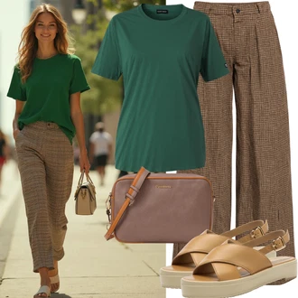 Kombinacije za ljeto Prekrasan sa Smeđa/Bež Sandala na Petu/Sandala s petom/Sandalice s blok petom Dorothy Perkins "Ljetna odjeća"Look: Elegantan, Prekrasan, Šik, Old Money, Vintage, 20-ih godina, cool