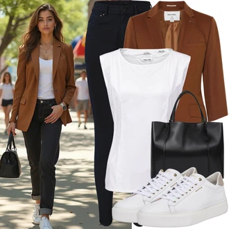 Outfit sa Bijela/Bež/Krem/Plava/Kaki Vintage Tenisica/Skate cipela/Tanka Tenisica/Niska Tenisica/Rupičasta Tenisica/Ljetna Tenisica/Kožna Tenisica Nike Sportswear "Ljetne odjeće"