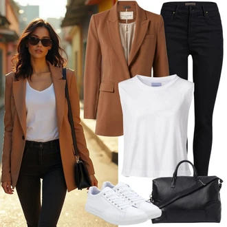 Outfit sa Krem/Bijela Tenisica Tenisice s patentnim zatvaračem sa strane/Tanka Tenisica/Platnena Tenisica/Kožna Tenisica/Niska Tenisica Paul Green "Ljetne odjeće"