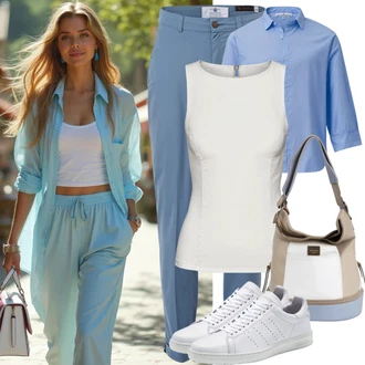 Outfit sa Bijela/Bež/Krem/Plava/Kaki Vintage Tenisica/Skate cipela/Tanka Tenisica/Niska Tenisica/Rupičasta Tenisica/Ljetna Tenisica/Kožna Tenisica Nike Sportswear "Ljetni izgled za svakodnevno nošenje"