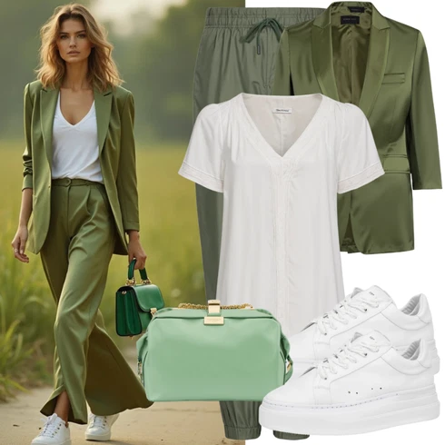 Kombinace Khaki/Šedá/Hnědá/Tmavě hnědá/Tmavě zelená Oblek Bezrukávní Šaty about you x iconic by tatiana kucharova