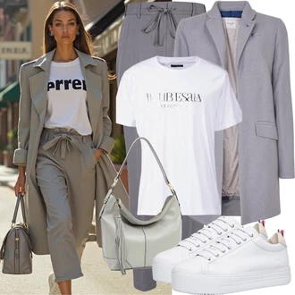 Outfit s Bílá Tričko nadměrné velikosti Trendyol "Městský styl Outfit"