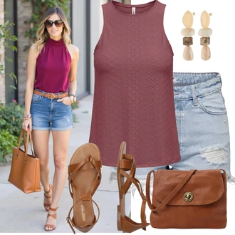 Letadlo Outfit s Hnědá/Béžová Sandál S T Páskem/Vintage sandál/Páskový Sandál/Gladiátorská sandála/Římská sandála/Letní Bota About You "Perfektní na léto"