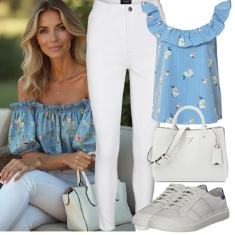 Disko outfit mit Siva/Bela/Krem Termo Hlača/Jeggings/Pajkice z Visokim Pasom/Treggings/Pajkice z Razporkom/Skinny Hlače VERO MODA "Modischer Sommer Look"Look: Stil, Klasična, Kul, Disko, Stari denar, Zunaj, Brez šivov, Preproste, Športno