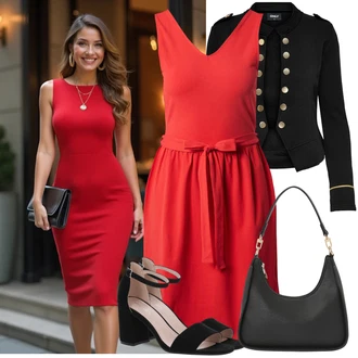 Outfity pro léto Měkké s Červená Šaty Bez Rukávů/Letní Šaty/Zavinovací Šaty/Šaty s Páskem/Žerzejové Šaty Only "Letní vzhled na každý den"