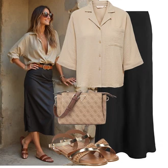 Kombinacije za ljeto Šik sa Bež/Smeđa Torba za pisma/Muška torba/Torba za rame/Torba za nošenje/Torba preko ramena/Torbica Guess "Lagani outfit"Look: klasický, Šik, cool, Premium, Elegantan, Ležerno, Burleska, Boja, Hippie, Safari, Vintage