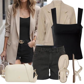 Outfit sa Crna/Smeđa Majica I Top Veći Broj/Žensko donje rublje i kupaći kostimi/Bluza Veći Broj Edited "Odličan za slobodno vrijeme"