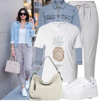 Outfit s Šedá/Bílá Bota Teniska na platformě/Nízká Teniska Puma "Praktický vzhled"