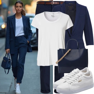 Outfity pro práci Klasický s Tmavě modrá Dvojřadový Sako/Blejzrové Bund/Blůzové Sako/Kožená bunda/Pletený Sako/Krátké Sako/Lidové Sako Only "Módní letní vzhled"