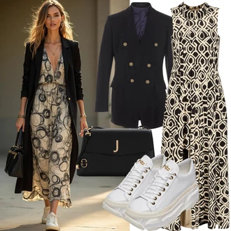 Outfit sa Siva/Bež/Bijela Niska Tenisica/Tenisica s platformom Puma "Modni proljetni outfit"
