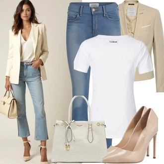 Outfit s Béžová/Růžová/Khaki Lodička na Vysokém Podpatku/Lodička Slingback/Měkká bota/Pantofel/Vintage Lodička/Textilní bota/Pohodlná lodička/Elegantní Bota/Lodička s vysokým nártem/Bota Na Podpatku/Business Bota boto "Neutrální každodenní vzhled"