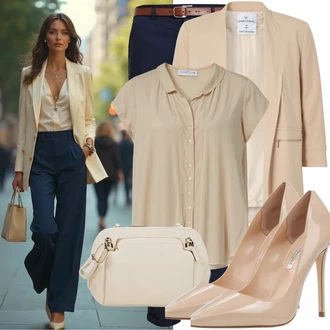 Outfit s Béžová/Hnědá/Bílá Lodička s vysokým nártem/Lodička s T-páskem/Lodička S Páskem/Lodička Slingback/Boty Mary Jane/Bota Na Podpatku/Lodička na Vysokém Podpatku/Lodička S Páskem bershka "Neutrální každodenní vzhled"
