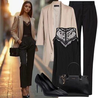 Outfit s Černá Sandál Na Podpatku/Sandál Na Širokém Podpatku/Bota Na Podpatku/Šněrovací Lodička/Sandál s podpatkem/Sandály na hřídeli/Lodička S Páskem/Páskový Sandál celena "Obchodní oblečení"