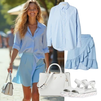 Velike velikosti outfit mit Siva/Svetlo modra/Svetlo zelena/Bela Torba za čez ramo/Poslovna torba/Vrečka za prenašanje/Pisarniška torba/Satchel torba Guess "outfit za poletje"