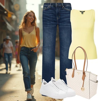 Disko outfit mit Rumena Srajca & majica velike velikosti/Majica & Top/Bluza velika velikost Polo Ralph Lauren "outfit za poletje"Look: Nor, 20-ta leta, Babydoll, Disko, Pisarna, Brez šivov, Skater