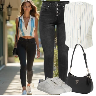 Velike velikosti outfit mit Črna/Rdeča/Oranžna Torba za čez ramo/Torbica za čez ramo/Torba za čez ramo/Billfold/Mini torbica/Satchel torba Guess "outfit za poletje"