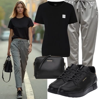 Poletne Outfiti Festival mit Svetlo siva/Siva Paperbag Hlača/Baggy Hlače/Hlače iz muslina/Plisirane Hlače DKNY "Poletna obleka"Look: Rave, Bar, Dan plaže, Podjetniška zabava, Koče, Festival, Pop koncert, Šola