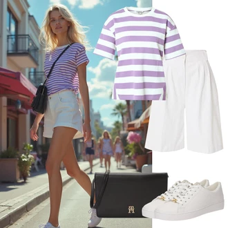 Outfit s Bílá/Krémová Košile Vysoký pas Kraťasy/Pytlovitý Šortky/Šortky/Lněný kraťas/Bermuda/Mušelínové Šortky Nasty Gal "Sommer look"
