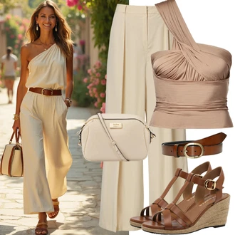 outfit mit Bež/Rjava Velvet Hlače/Hlača iz Velveta z Naramnicami Trendyol, Rjava/Bež Natikač s peto/Sandala s platformo/Sandala s klinastim petom/Klasična Mule/Mula z odstranljivo podlogo/Čevelj na wedge/Poletni Čevelj dgn, Bež/Rumena/Oranžna Torba za pametni telefon/Torba za čez ramo/Satchel torba/Torbica za mobilni telefon/Mini torbica/Vrečka za prenašanje art of polo, Bež/Zlati/Rjava/Rumena Majica za špagete/Moški čevlji/Majica brez rokavov/Pleteni vrh dewberry, Rjava/Krem/Oranžna/Bež Pas z Žepom/Ogrlica/Dodatek za spodnje perilo/Pašček za uro corbby "Poletne obleke"