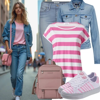 outfit mit Modra/Svetlo modra Ozke Kavbojke/Push up Kavbojke/Usnjena Jakna/Zimska jakna/Kavbojke Visokega Pasu/Odrezane Kavbojke/Usnjene Čevlje/Kavbojke na Poteg/Termodžinsi/Moška Usnjena Jakna/Gležnarji/Kavbojke z Razporkom United Colors of Benetton "Poletni videz za vsakdanjo uporabo"