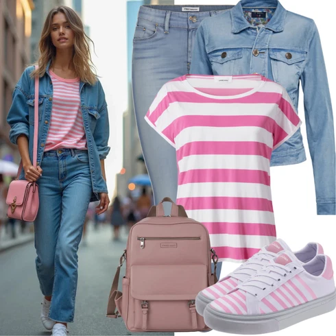 Denim Jakne kombinirajte z Modra/Svetlo modra Ozke Kavbojke/Push up Kavbojke/Oprijete Kavbojke/Zimske Kavbojke/Kavbojke Visokega Pasu/Odrezane Kavbojke/Raztegljive Kavbojke/Kavbojke na Poteg/Termodžinsi/Dvobarvne Kavbojke/Gležnarke Kavbojke/Kavbojke z Razporkom United Colors of Benetton, Bela Usnjene Superge/Superge Nizke/Ozke superge/Superge Z Bočno Zadrgo/Superge z ježkom sam73, Roza Pletena majica/Prugasta majica/Majica z ovratnikom badu, Modra/Svetlo modra Denim Jakne/Vintage Jakne/Kratke Denim Jakne answear lab, barbie