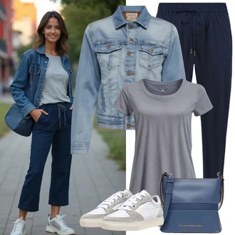 Zabava outfit mit Siva/Srebrna/Svetlo siva Majica/Klasična Dolžina/Moški tekaški copati/Casual Majica/Lepa Majica/Funkcijska Majica/Pletena majica/Majica s kratkimi rokavi/Športna majica B&C "Poletni videz za vsakdanjo uporabo"Look: Koncert, Šola, Zabava, Pustovanje, Pop koncert