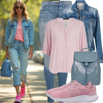 outfit mit Modra/Svetlo modra Ozke Kavbojke/Push up Kavbojke/Usnjena Jakna/Zimska jakna/Kavbojke Visokega Pasu/Odrezane Kavbojke/Usnjene Čevlje/Kavbojke na Poteg/Termodžinsi/Moška Usnjena Jakna/Gležnarji/Kavbojke z Razporkom United Colors of Benetton "Poletni videz za vsakdanjo uporabo"