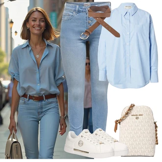 Outfit s Hnědá/Tmavě hnědá Páska Ležérní pásek/Pásek bez Přezky/Klasické Pásky/Široký Opasek/Kožený Pásek Mustang "Letní oblečení"