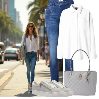 Outfit s Bílá/Krémová Trenérská bunda/Košilová bunda GAP "Outfit na léto"