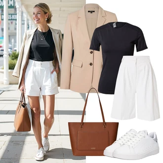 Zapínání na knoflíky Outfit s Krémová/Bílá Košile Šortky/Vysoký pas Kraťasy/Mušelínové Šortky/Pytlovitý Šortky/Lněný kraťas/Bermuda Nasty Gal "Perfektní na léto"