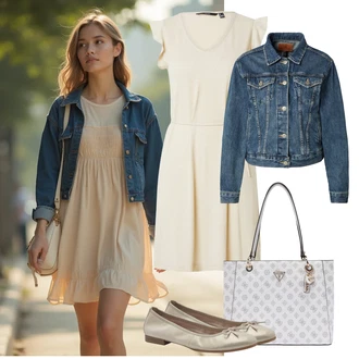 outfit mit Khaki/Rjava/Rumena/Bež Obleka VERO MODA "popoln poletni videz"
