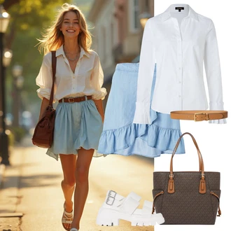 Velike velikosti outfit mit Siva/Khaki/Rjava Vrečka za prenašanje/Previjalna torba/Torba za čez ramo/Ročna prtljaga/Billfold/Pisarniška torba/Satchel torba/Torba za čez ramo/Nakupovalka MICHAEL Michael Kors "popoln poletni videz"