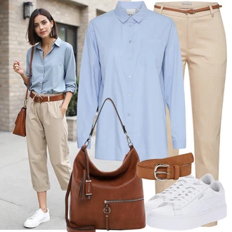 Outfit s Bílá Nízká Teniska/Teniska s dírkovaným vzorem/Úzká Teniska/Teniska na platformě Puma "Outfity na každý den"