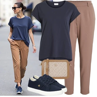 Outfit sa Smeđa/Bež/Siva/Kaki/Ljubičasta Hlača Velika Veličina Vila "Lijepi outfit za slobodno vrijeme"