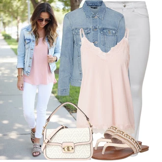 Bez rukava Outfit sa Pink Majica I Top Veći Broj/Bluza i Tunika Tunika/Bluza Veći Broj Freequent "Jedinstveni outfit za slobodno vrijeme"