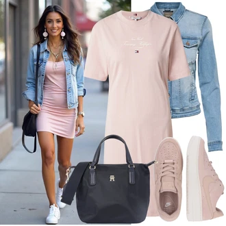 Motor Outfit sa Svjetloplava/Plava Kaput/Bluza Veći Broj Only "Praktičan look"Look: S zakovicama, Motor, Jahanje, Raditi