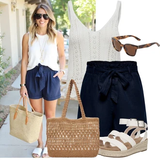 Kombinacije za ljeto Prekrasan sa Siva/Bijela/Srebro/Smeđa/Krem Majica I Top Veći Broj/Pletivo Veći Broj/Bluza i Tunika Only "Lijepi ljetni look"Look: Boho, Babydoll, Prekrasan, 20-ih godina