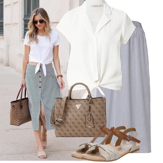 Outfit s Šedá/Lilové barvy Dlouhá Sukně/Křesťanská Sukně/Italská Sukně/Maxi sukně/Sukně Pro Matriku/Unisex Sukně/Vintage sukně maxi VERO MODA "Hezký letní vzhled"