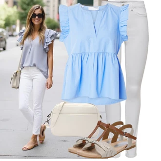 Koncer Outfit sa Siva/Bijela/Krem Skinny Hlače/Tajice s Prorezom/rupa hlača/Treggings/Traper Tajice/Jeggings/Hlače s Prorezom Only "Lagani outfit"Look: Škola, 18. rođendan, Koncer