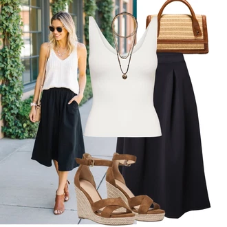 Outfit sa Krem/Bijela Majica I Top Veći Broj/Žensko donje rublje i kupaći kostimi/Kupaći Kostim Za Veću Veličinu/Bluza Veći Broj JdY "Lijepi ljetni look"