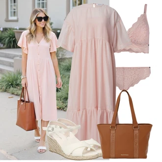 Kombinacije za ljeto Prekrasan sa Pink Mekani grudnjak/Grudnjak sa žicom/Grudnjak Minimizer/Bralette Grudnjak/Grudnjak Bez Žice/Čipkasti grundjac/Balkonet Grudnjak/Relief grudnjak Skiny "Ljetni outfit za slobodno vrijeme"Look: Vintage, Prekrasan, Babydoll, Romantičan