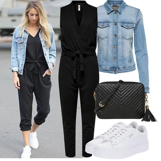 Motorka Outfit s Světle modrá/Modrá Krátké Džínové Bundičky/Vintage Bund Only "Letní outfit na volný čas"Look: Motorka, Pracovní, Jízda na koni