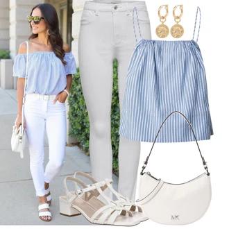 Outfit sa Siva/Bijela/Krem Skinny Hlače/Tajice s Prorezom/rupa hlača/Treggings/Traper Tajice/Jeggings/Hlače s Prorezom Only "Sommer Look für den Alltag"