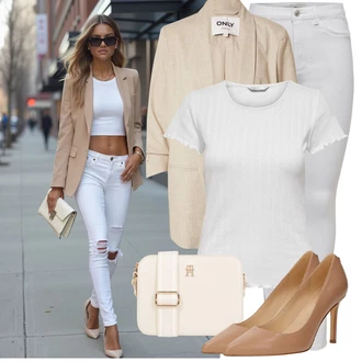 S Resicama Outfit sa Bež/Kaki/Smeđa/Bijela Nekategorizirano Only "Outfit za svaki dan"
